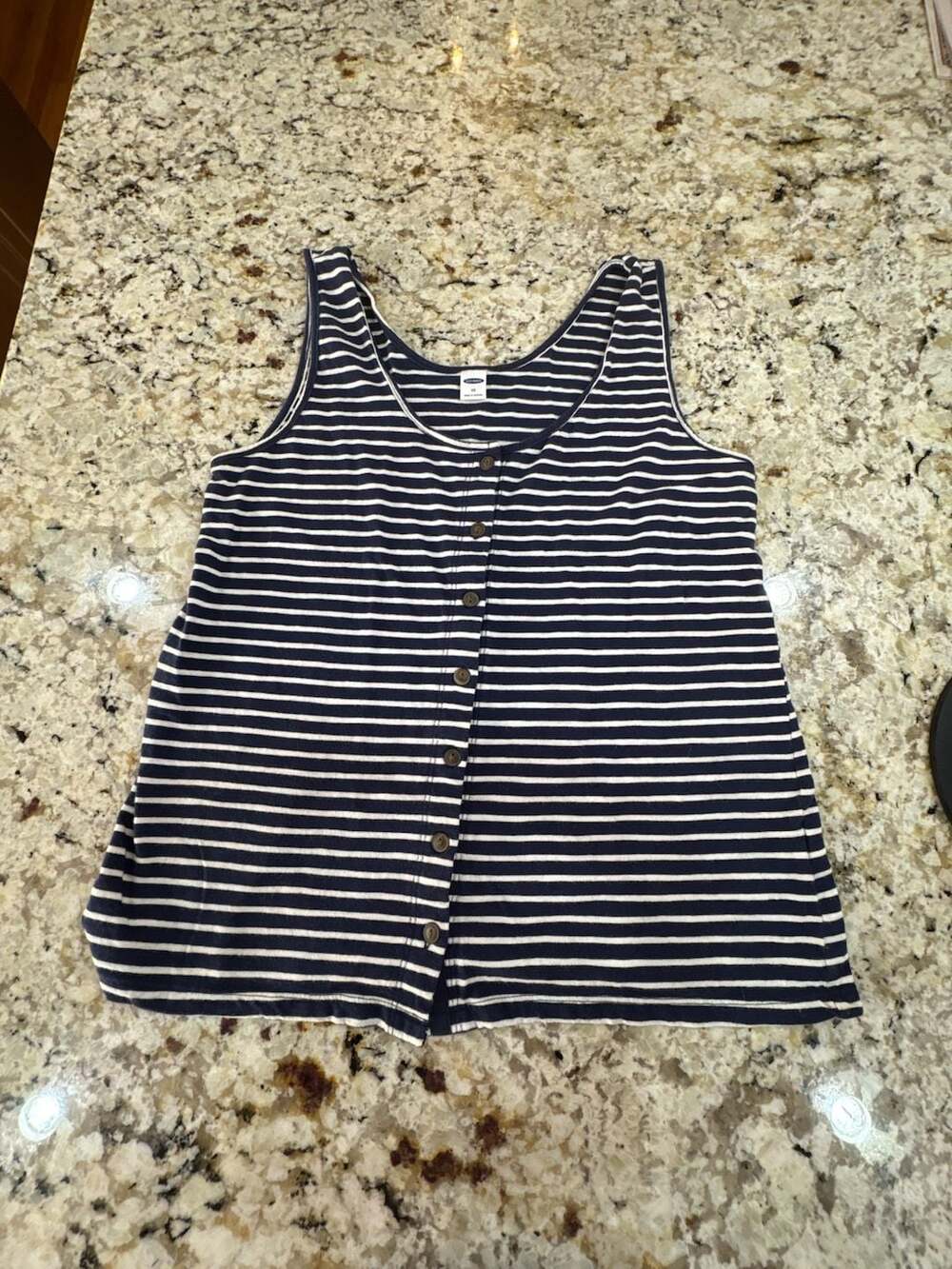 Old Navy Striped Button Thru Tank Top Size XS Navy White